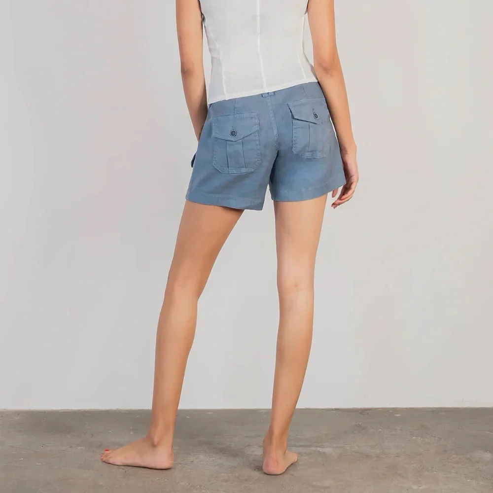 NWT $90 Level 99 Brand Cargo Shorts - blue/gray steel‎ blueTencel eco size 25 26